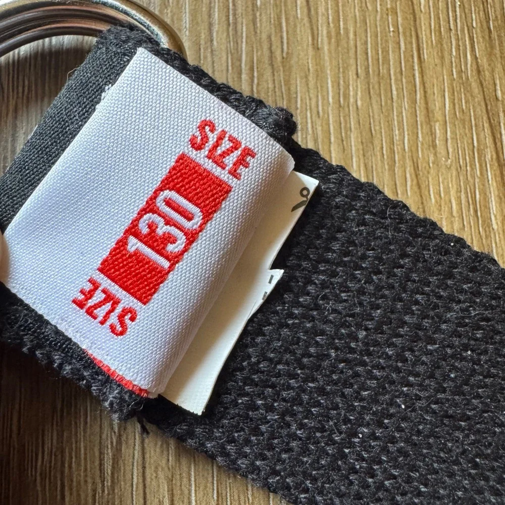 Kappa 222 banda Belt Men's D-Ring Webbing Logo Tape Streetwear Black Size 130 XL